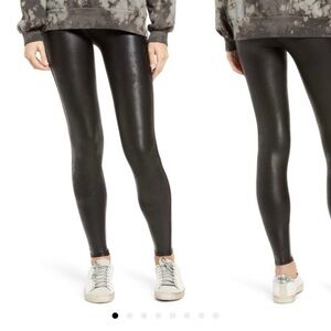Spanx black faux leather legging size S